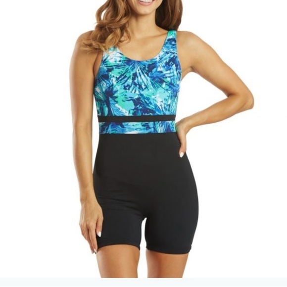 NWT Sporti HydyroLast Aquarelle Chlorine Resistant Scoop One piece Swimsuit 20W - Picture 1 of 11